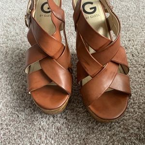 Brown GUESS wedges. Worn once.